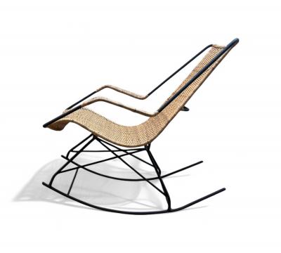 Rocking Chair in Metal Wicker Carlo Hauner 1950s Lot 511