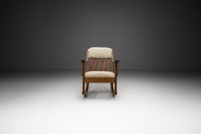Rocking Chair with Sheepskin Upholstery Europe First half of the 20th Century