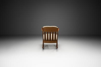 Rocking Chair with Sheepskin Upholstery Europe First half of the 20th Century