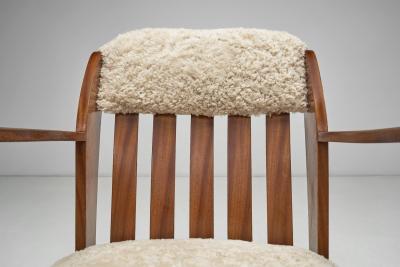 Rocking Chair with Sheepskin Upholstery Europe First half of the 20th Century