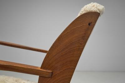 Rocking Chair with Sheepskin Upholstery Europe First half of the 20th Century