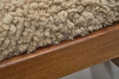 Rocking Chair with Sheepskin Upholstery Europe First half of the 20th Century