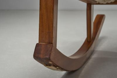 Rocking Chair with Sheepskin Upholstery Europe First half of the 20th Century