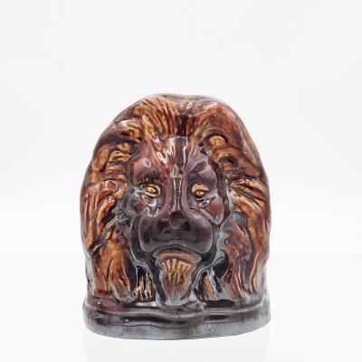 Rockingham Treacle Brown Glazed Lion Portraits A Pair