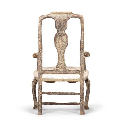 Rococo Painted Swedish Armchair