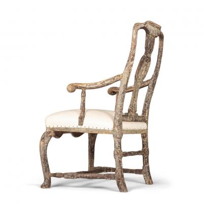 Rococo Painted Swedish Armchair