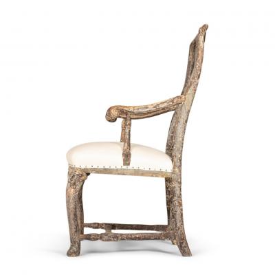 Rococo Painted Swedish Armchair