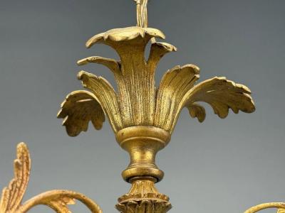 Rococo Style Leaf and Vine Chandelier Dore Bronze Italy 1920s