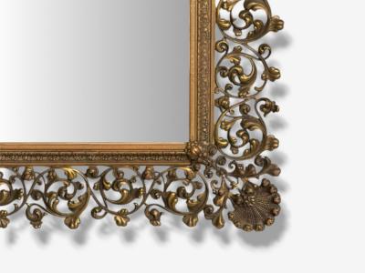 Rococo Style Patinated Bronze Large Ornate Wall Mirror France 1930s