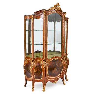 Rococo style gilt bronze and Vernis Martin vitrine cabinet