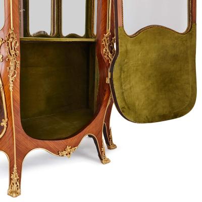Rococo style gilt bronze and Vernis Martin vitrine cabinet