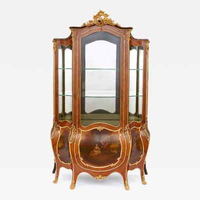 Rococo style gilt bronze and Vernis Martin vitrine cabinet