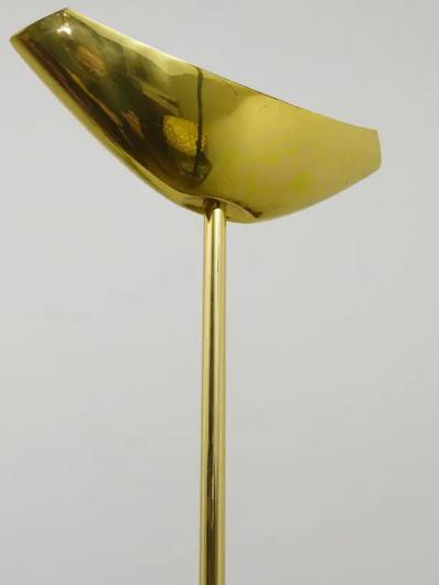 Rodolfo Dordoni Postmodern Brass Wood Uplight Floor Lamp Italy 1980s