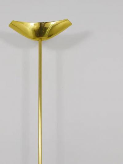 Rodolfo Dordoni Postmodern Brass Wood Uplight Floor Lamp Italy 1980s