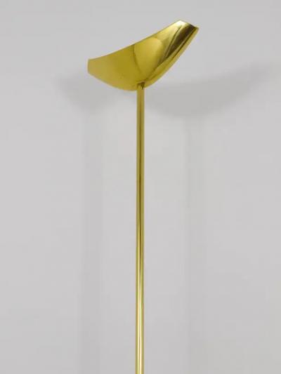 Rodolfo Dordoni Postmodern Brass Wood Uplight Floor Lamp Italy 1980s