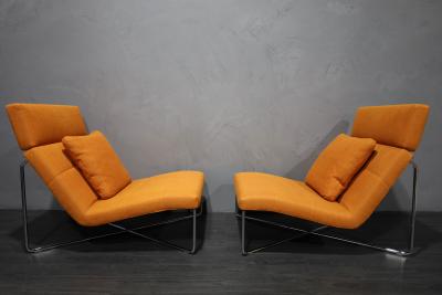Rodolfo Dordoni Rodolfo Dordoni for Minotti Lounge Chairs in Orange Woven Fabric