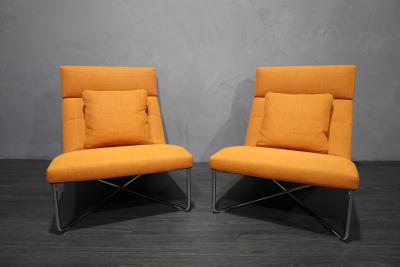 Rodolfo Dordoni Rodolfo Dordoni for Minotti Lounge Chairs in Orange Woven Fabric