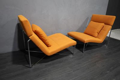 Rodolfo Dordoni Rodolfo Dordoni for Minotti Lounge Chairs in Orange Woven Fabric
