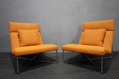 Rodolfo Dordoni Rodolfo Dordoni for Minotti Lounge Chairs in Orange Woven Fabric
