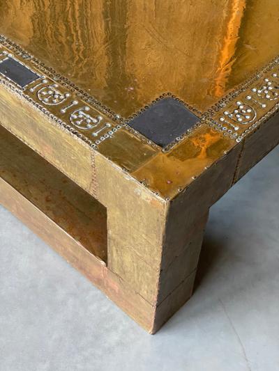 Rodolfo Dubarry A Spanish Etchech Brass Pewter Coffee Table circa 1970 Signed