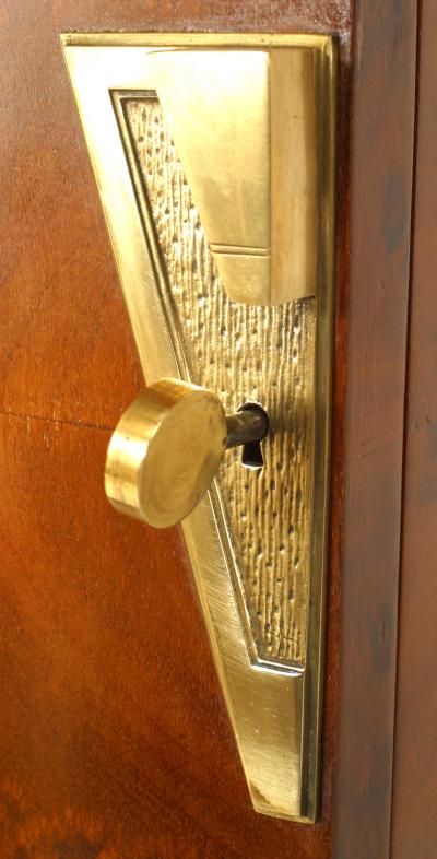 Roger Bal Pair of French Art Deco Veneer Pedestals Cabinets