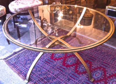 Roger Berthier Roger Berthier Documented 50s Semi Globle Gilt Iron Coffee Table