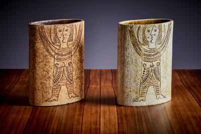 Roger Capron 1 of 2 Ceramic Vases by Roger Capron Jean Derva France 1970s