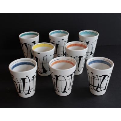 Roger Capron 10 pieces wine set including a wall jug by Roger Capron
