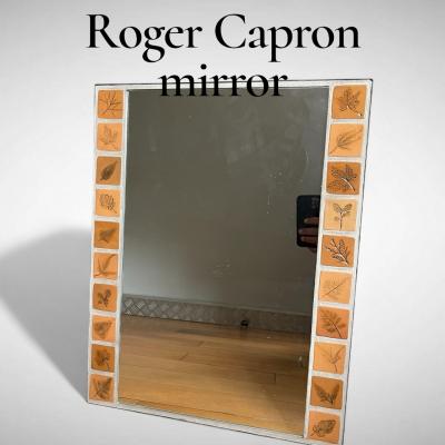 Roger Capron 1970s Ceramic wall mirror by Roger Capron