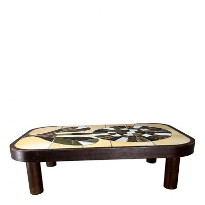 Roger Capron 1970s Roger Capron high gloss glazed ceramic Floren coffee table