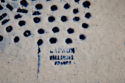 Roger Capron Blue Glazed Ceramic Tile with Stylized Female Figure Roger Capron