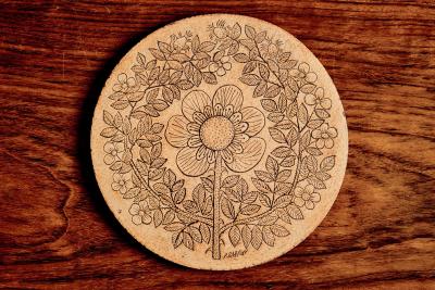 Roger Capron Ceramic Plaque with Flower Motive by Roger Capron