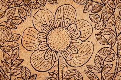 Roger Capron Ceramic Plaque with Flower Motive by Roger Capron