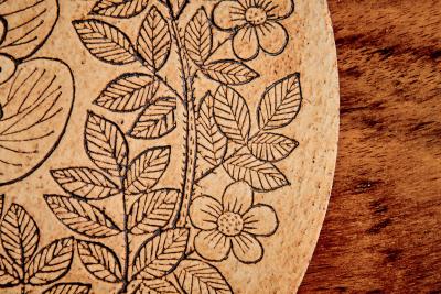 Roger Capron Ceramic Plaque with Flower Motive by Roger Capron