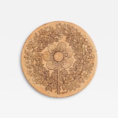 Roger Capron Ceramic Plaque with Flower Motive by Roger Capron