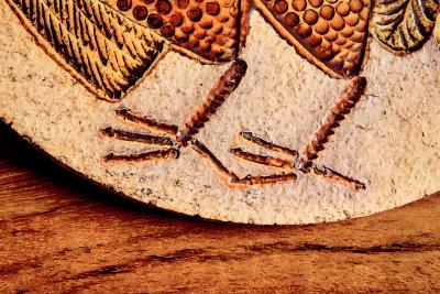 Roger Capron Ceramic Plaque with Rooster Motive by Jaqueline Hubin for Roger Capron