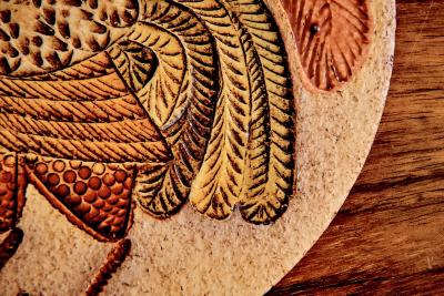 Roger Capron Ceramic Plaque with Rooster Motive by Jaqueline Hubin for Roger Capron