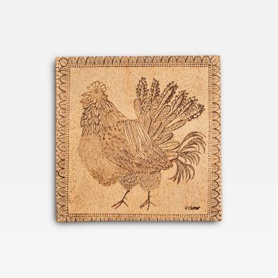 Roger Capron Ceramic Tile with Rooster Motive by Roger Capron