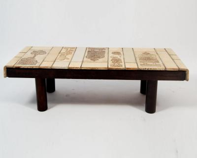 Roger Capron Coffee Table with Ceramic Tiles by Roger Capron