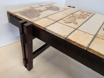 Roger Capron Coffee Table with Ceramic Tiles by Roger Capron