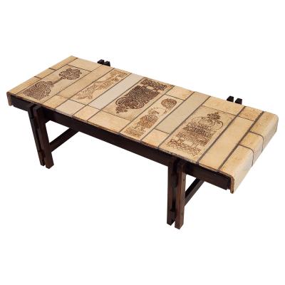 Roger Capron Coffee Table with Ceramic Tiles by Roger Capron