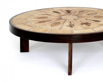 Roger Capron FRENCH CERAMIC ARTIST ROGER CAPRON CERAMIC TILE COFFEE TABLE GARRIGUES