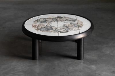 Roger Capron Figurative Ceramic Coffee Table by Roger Capron France 1960s