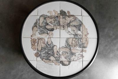 Roger Capron Figurative Ceramic Coffee Table by Roger Capron France 1960s