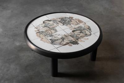 Roger Capron Figurative Ceramic Coffee Table by Roger Capron France 1960s