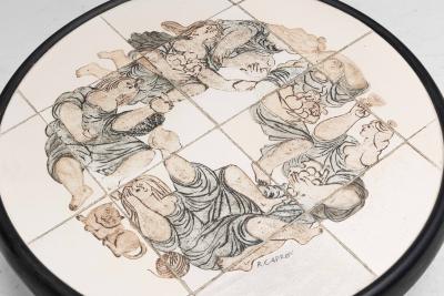 Roger Capron Figurative Ceramic Coffee Table by Roger Capron France 1960s