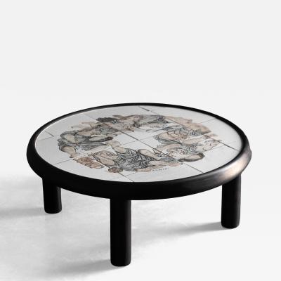 Roger Capron Figurative Ceramic Coffee Table by Roger Capron France 1960s