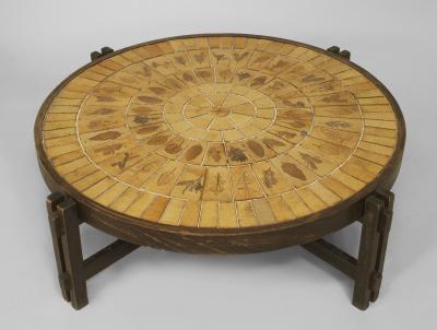 Roger Capron French 1960s Round Coffee Table