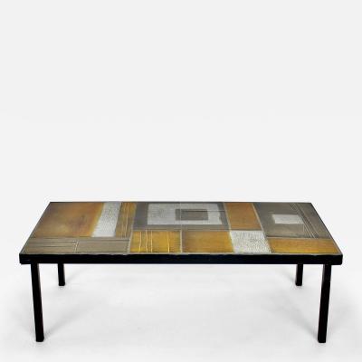 Roger Capron ROGER CAPRON FRENCH 1960S ABSTRACT CERAMIC TILE COFFEE TABLE