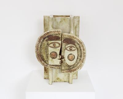 Roger Capron ROGER CAPRON FRENCH CERAMIC ARTIST VASE DAY AND NIGHT VALLAURIS FRANCE C 1970